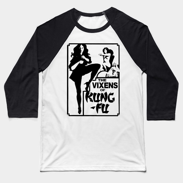 KUNG FU VIXENS Baseball T-Shirt by TheCosmicTradingPost